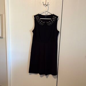 Lands' End Black Dress with Star Collar
